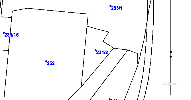 Parcela st. 231/2 v KÚ Trnitá, Katastrální mapa