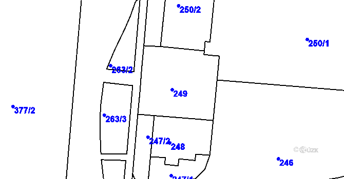 Parcela st. 249 v KÚ Trnitá, Katastrální mapa