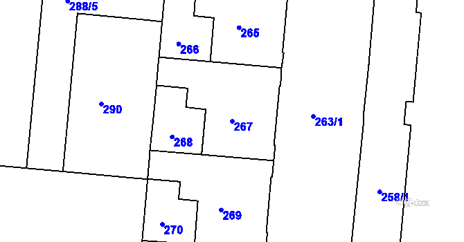 Parcela st. 267 v KÚ Trnitá, Katastrální mapa
