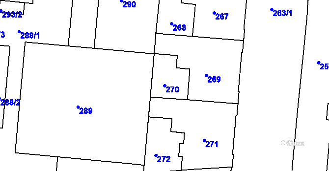 Parcela st. 270 v KÚ Trnitá, Katastrální mapa