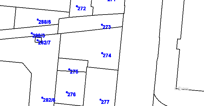 Parcela st. 274 v KÚ Trnitá, Katastrální mapa
