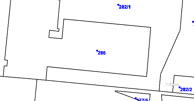 Parcela st. 286 v KÚ Trnitá, Katastrální mapa
