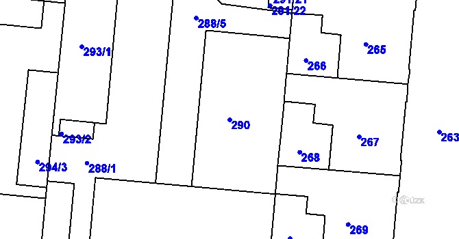 Parcela st. 290 v KÚ Trnitá, Katastrální mapa