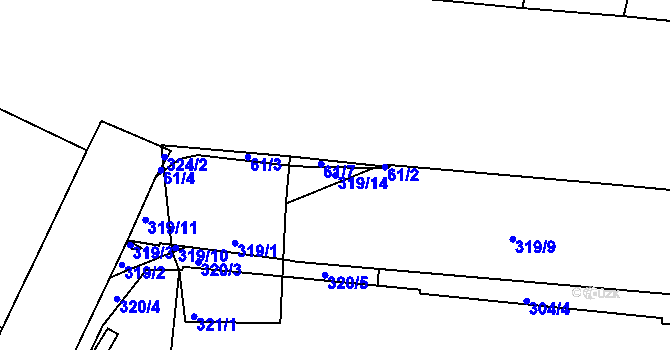 Parcela st. 319/14 v KÚ Trnitá, Katastrální mapa
