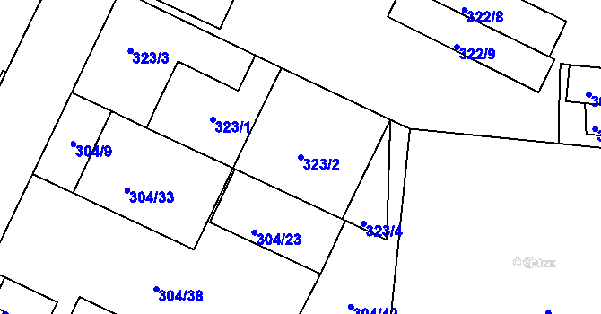 Parcela st. 323/2 v KÚ Trnitá, Katastrální mapa