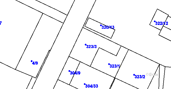 Parcela st. 323/3 v KÚ Trnitá, Katastrální mapa