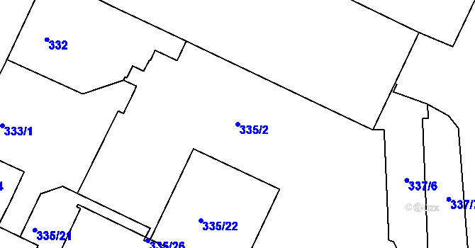 Parcela st. 335/2 v KÚ Trnitá, Katastrální mapa