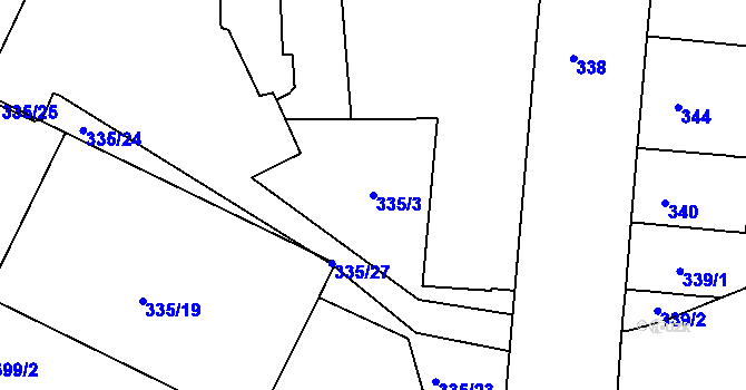 Parcela st. 335/3 v KÚ Trnitá, Katastrální mapa