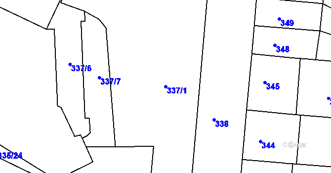 Parcela st. 337/1 v KÚ Trnitá, Katastrální mapa