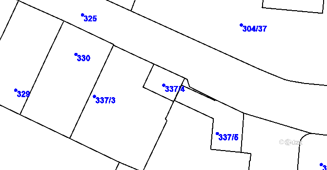 Parcela st. 337/4 v KÚ Trnitá, Katastrální mapa