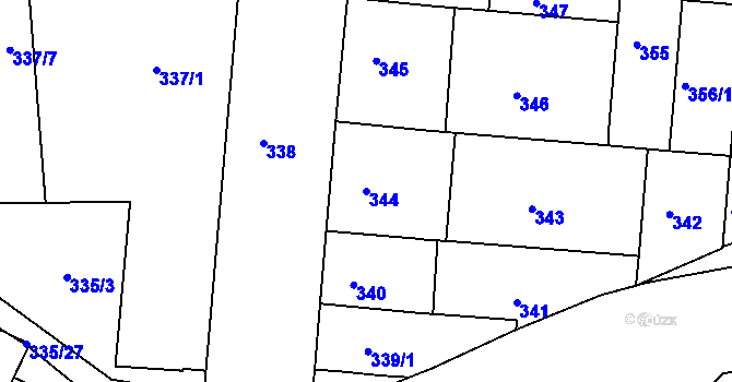 Parcela st. 344 v KÚ Trnitá, Katastrální mapa