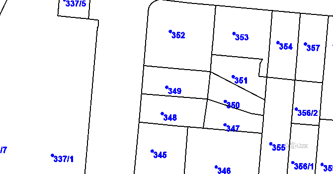 Parcela st. 349 v KÚ Trnitá, Katastrální mapa