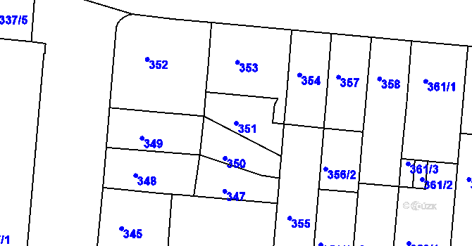 Parcela st. 351 v KÚ Trnitá, Katastrální mapa