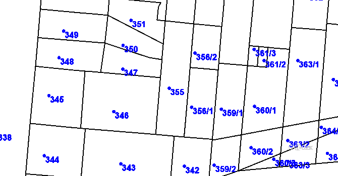 Parcela st. 355 v KÚ Trnitá, Katastrální mapa