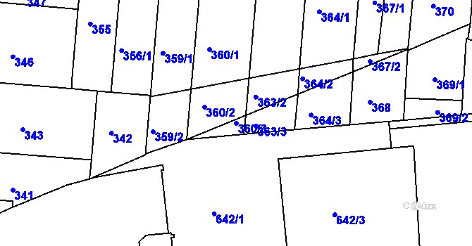 Parcela st. 360/3 v KÚ Trnitá, Katastrální mapa