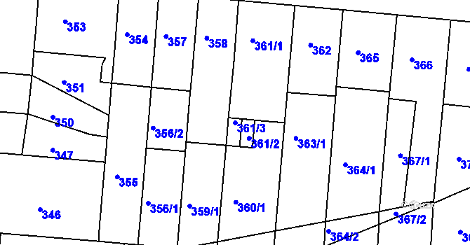 Parcela st. 361/3 v KÚ Trnitá, Katastrální mapa