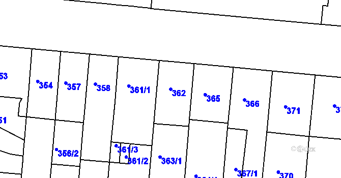 Parcela st. 362 v KÚ Trnitá, Katastrální mapa