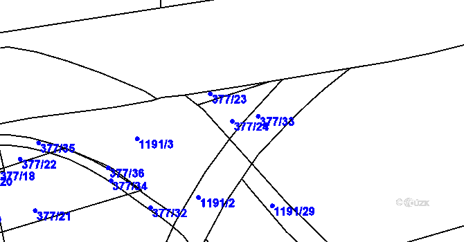 Parcela st. 377/24 v KÚ Trnitá, Katastrální mapa