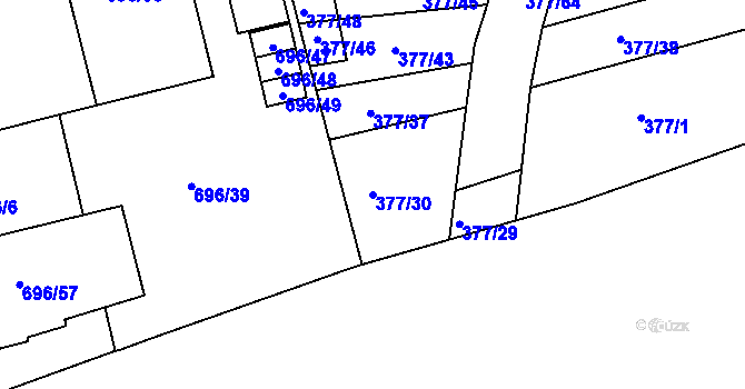 Parcela st. 377/30 v KÚ Trnitá, Katastrální mapa