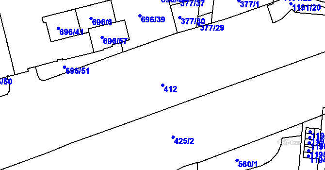Parcela st. 412 v KÚ Trnitá, Katastrální mapa