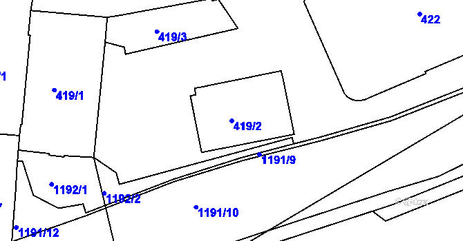 Parcela st. 419/2 v KÚ Trnitá, Katastrální mapa