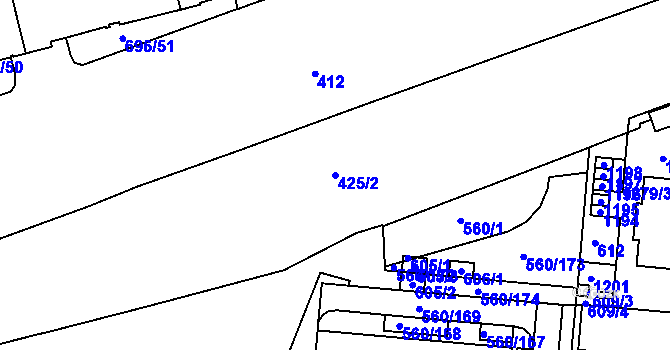 Parcela st. 425/2 v KÚ Trnitá, Katastrální mapa