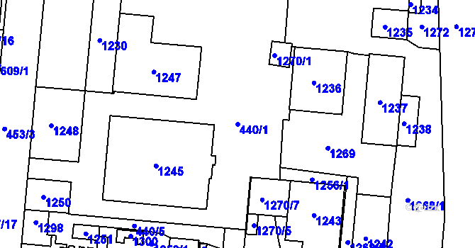 Parcela st. 440/1 v KÚ Trnitá, Katastrální mapa