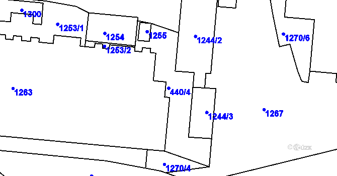 Parcela st. 440/4 v KÚ Trnitá, Katastrální mapa