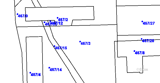 Parcela st. 467/3 v KÚ Trnitá, Katastrální mapa