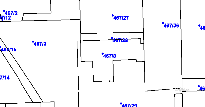 Parcela st. 467/8 v KÚ Trnitá, Katastrální mapa