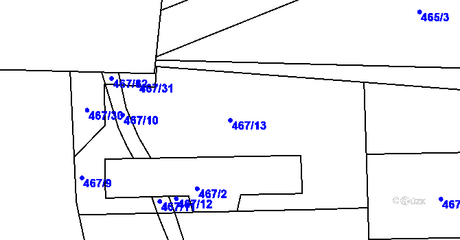 Parcela st. 467/13 v KÚ Trnitá, Katastrální mapa