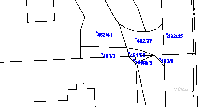 Parcela st. 481/3 v KÚ Trnitá, Katastrální mapa