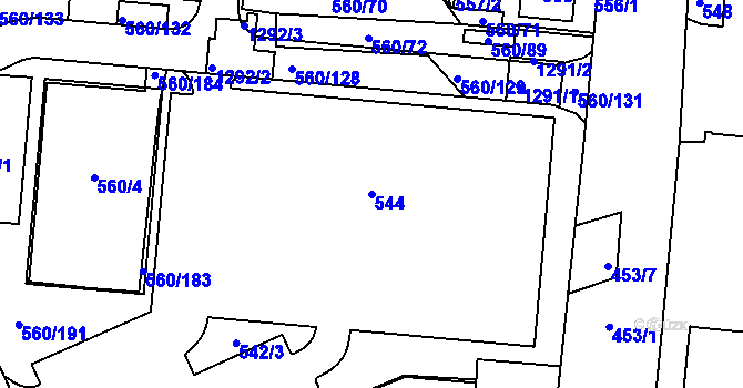 Parcela st. 544 v KÚ Trnitá, Katastrální mapa