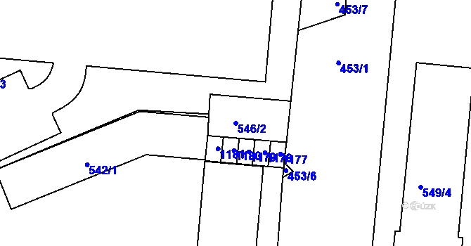 Parcela st. 546/2 v KÚ Trnitá, Katastrální mapa