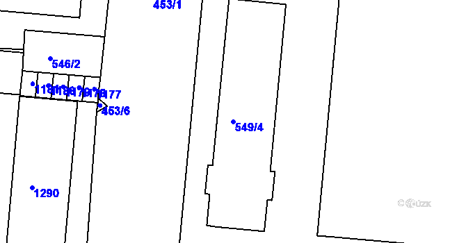 Parcela st. 549/4 v KÚ Trnitá, Katastrální mapa