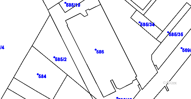 Parcela st. 586 v KÚ Trnitá, Katastrální mapa