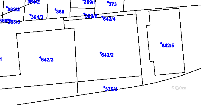 Parcela st. 642/2 v KÚ Trnitá, Katastrální mapa