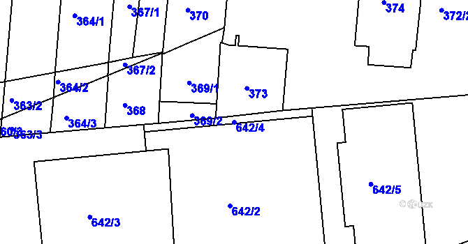 Parcela st. 642/4 v KÚ Trnitá, Katastrální mapa