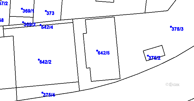 Parcela st. 642/5 v KÚ Trnitá, Katastrální mapa