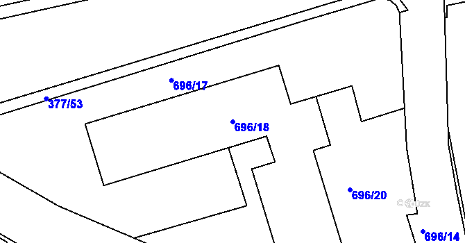 Parcela st. 696/18 v KÚ Trnitá, Katastrální mapa