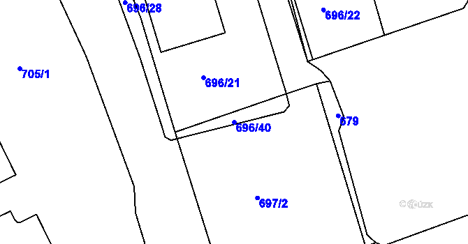 Parcela st. 696/40 v KÚ Trnitá, Katastrální mapa
