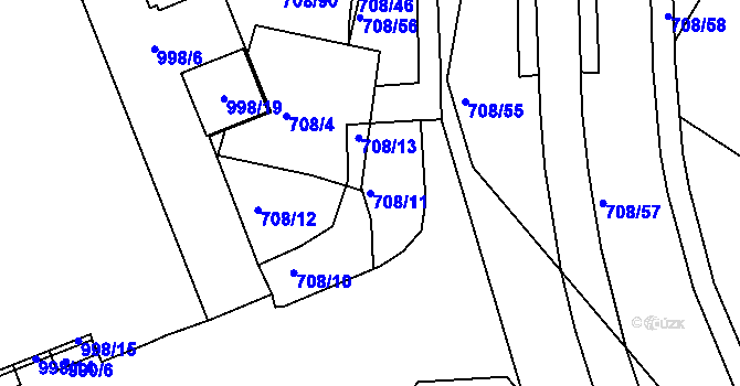 Parcela st. 708/11 v KÚ Trnitá, Katastrální mapa