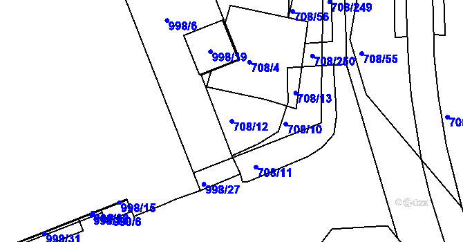 Parcela st. 708/12 v KÚ Trnitá, Katastrální mapa