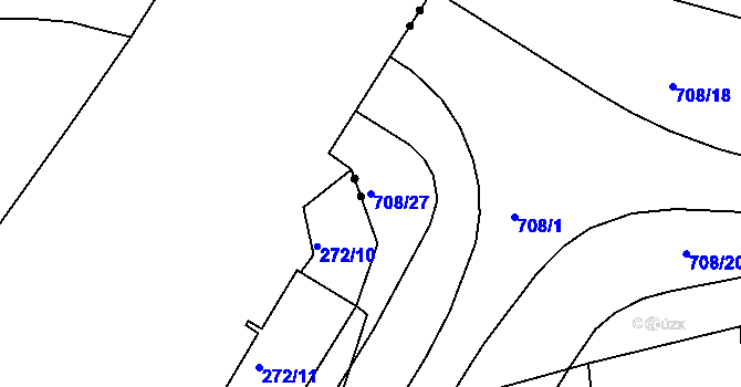 Parcela st. 708/27 v KÚ Trnitá, Katastrální mapa