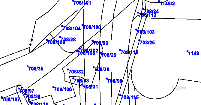 Parcela st. 708/29 v KÚ Trnitá, Katastrální mapa
