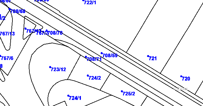 Parcela st. 708/59 v KÚ Trnitá, Katastrální mapa