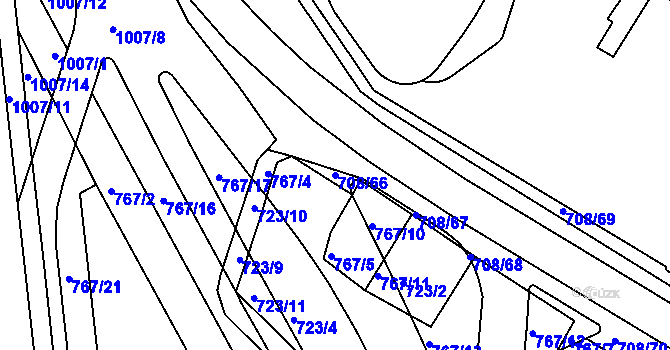Parcela st. 708/66 v KÚ Trnitá, Katastrální mapa