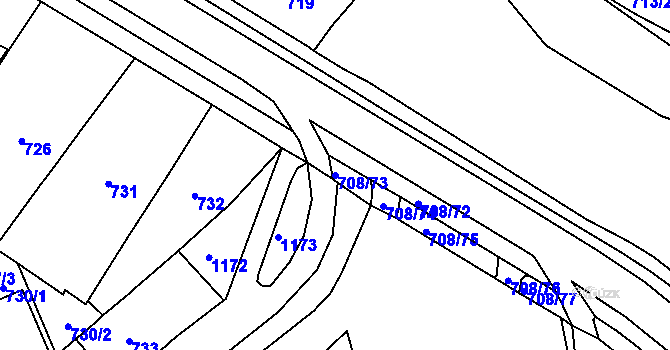 Parcela st. 708/73 v KÚ Trnitá, Katastrální mapa