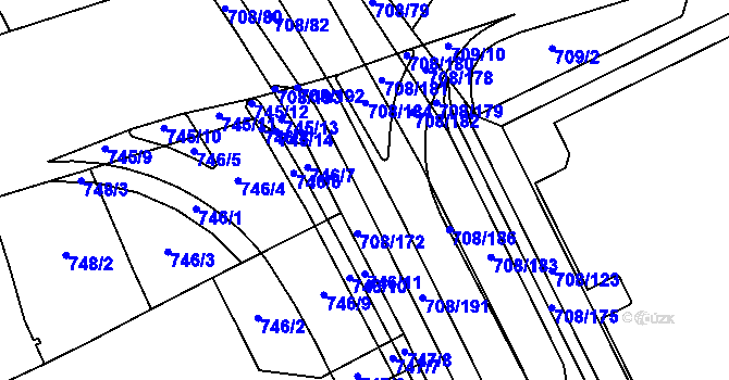 Parcela st. 708/82 v KÚ Trnitá, Katastrální mapa