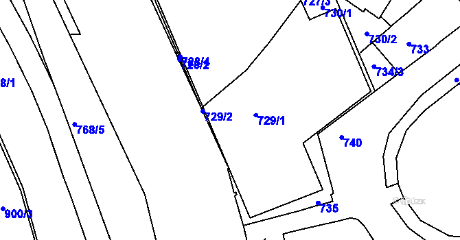 Parcela st. 729 v KÚ Trnitá, Katastrální mapa